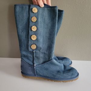 UGG blue denim button boots